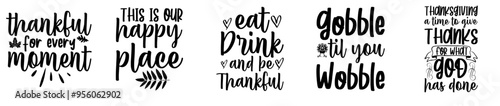 Minimal Thanksgiving Bundle Invitation, Phrases Collection Vector Illustration for Infographic, T-Shirt Design, Motion Graphics