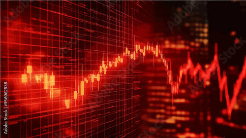 Red stock market chart vector showing a dramatic decline. Ideal for illustrating financial crises, market downturns, or economic recession.