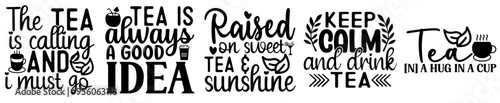 Creative Tea Bundle Trendy Retro Style Illustration, Typographic Emblems Bundle Vector Illustration for Stationery, Bookmark, Printable