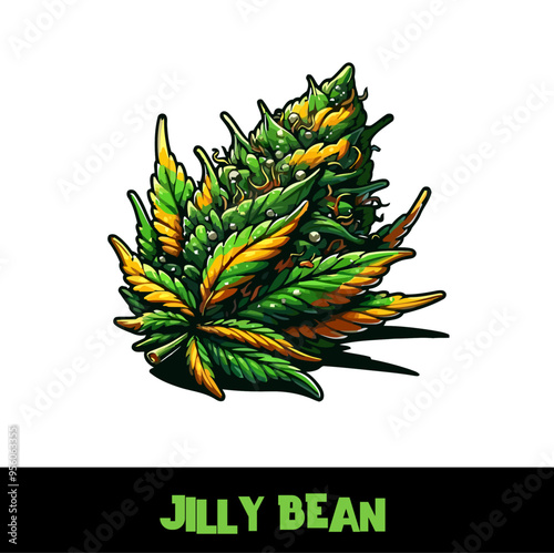 Vector Illustrated Jilly Bean Cannabis Bud Strain Cartoon