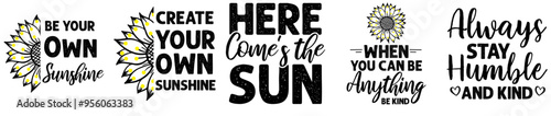 Vibrant Sunflower Bundle Typographic Emblems, Quotes Bundle Vector Illustration for Vouchers, Social Media Post, Advertisement