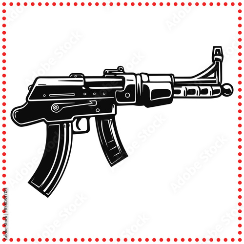 Sleek Assault Rifle Vector   Perfect for Combat and Action Themed Graphic Designs