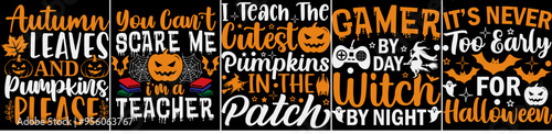 Classic Halloween Tshirt Design Bundle Typographic Emblems, Hand Lettering Pack Vector Illustration for Stationery, Newsletter, Logo