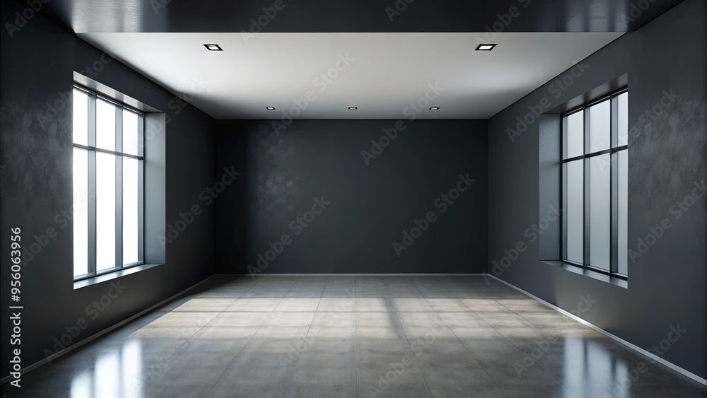 Four black walls in a minimalist room with no windows, creating a sense of confinement and emptiness Four black walls in a minimalist room with no windows, creating a sense of confinement and emptiness