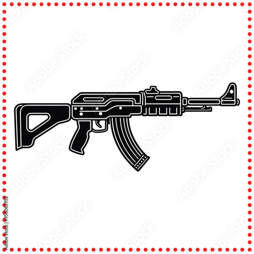 Assault Rifle Silhouette Vector   Perfect for Combat and Security Design Concepts