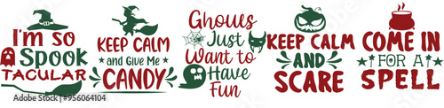 Modern Halloween Big Bundle Quotes, Typography Bundle Vector Illustration for Banner, Stationery, Printable