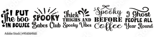 Cute Halloween Sticker Bundle Typographic Emblems, Quotes Bundle Vector Illustration for Newsletter, Social Media Post, Banner