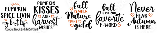 Vibrant Fall Bundle Phrases, Calligraphy Collection Vector Illustration for Printing Press, Advertising, Logo