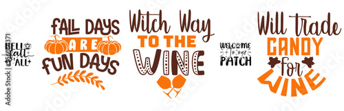 Minimalist Fall Bundle Typographic Emblems, Inscriptions Set Vector Illustration for Logo, Presentation, Sticker