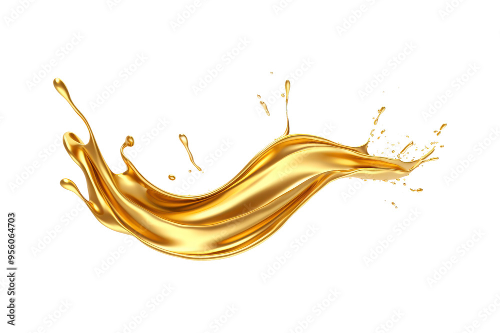 Fototapeta premium Golden liquid flowing and splashing, ideal for beverage or luxury product advertising, cosmetic marketing, or abstract design projects