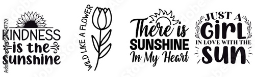 Creative Sun Flower Design Bundle Phrases, Invitation Pack Vector Illustration for Decal, Holiday Cards, Advertisement