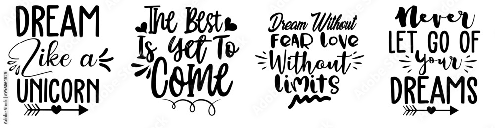 Decorative Dream Bundle Typographic Emblems, Labels And Badges Pack Vector Illustration for Banner, Sticker, Gift Card Decorative Dream Bundle Typographic Emblems, Labels And Badges Pack Vector Illustration for Banner, Sticker, Gift Card