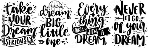 Elegant Dream Bundle Dream Quotes Invitation, Quotes Collection Vector Illustration for Presentation, Greeting Card, Magazine