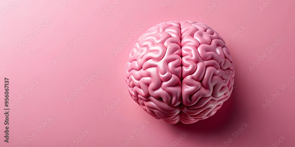 Pink brain on pink background, representing creativity, intelligence, and imagination Pink brain on pink background, representing creativity, intelligence, and imagination