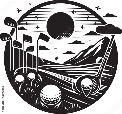 A man play golf in the forest  AI vector