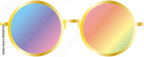 Round black sunglasses icon illustration