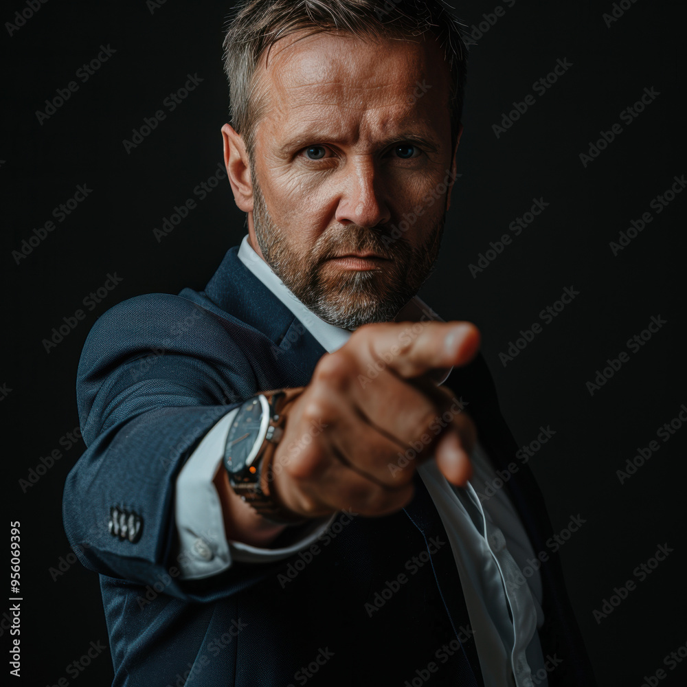 Serious Businessman Pointing.