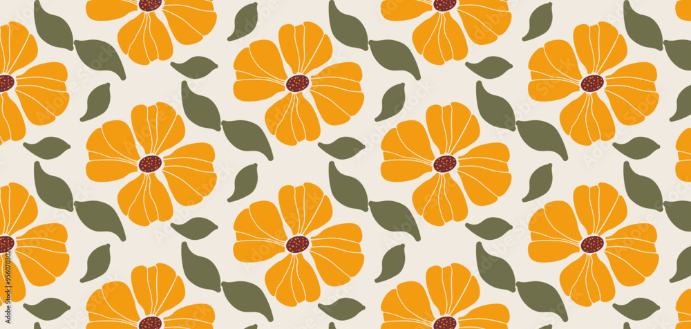 Abstract flowers seamless pattern. Pastel boho background in minimalist. Suit for presentation, backgrounds, wallpapers, textile, and fashion. Abstract flowers seamless pattern. Pastel boho background in minimalist. Suit for presentation, backgrounds, wallpapers, textile, and fashion.