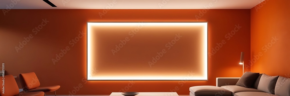 Stylish Frame Mockup with a Modern Interior Design, Ideal for Presenting Art, Photography, or Posters in a Living Room Scene Stylish Frame Mockup with a Modern Interior Design, Ideal for Presenting Art, Photography, or Posters in a Living Room Scene