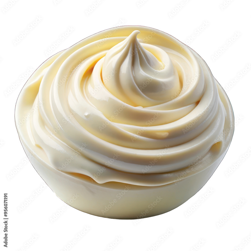 Creamy white swirled mayonnaise isolated on transparent background Creamy white swirled mayonnaise isolated on transparent background