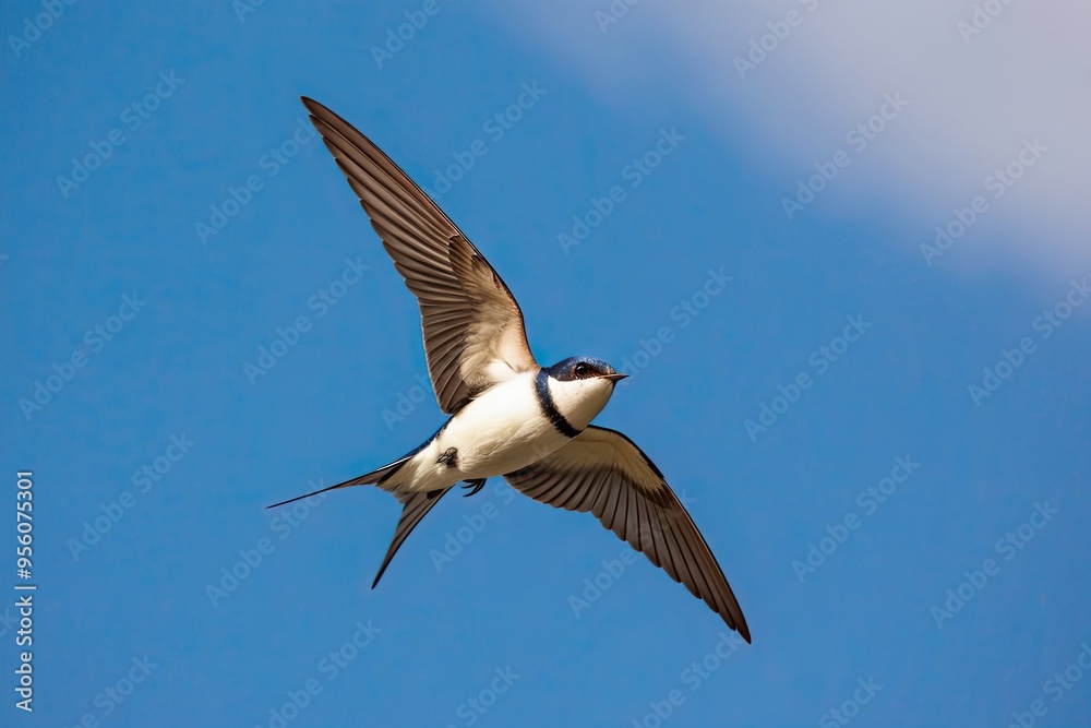 Dynamic Swallow Birds Soaring in a Clear Blue Sky Dynamic Swallow Birds Soaring in a Clear Blue Sky