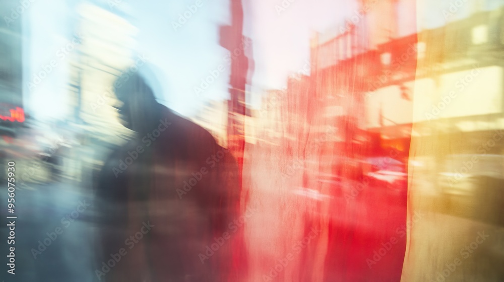 Obraz premium Flag day abstraction featuring a flag at half-mast, with soft focus and contemplative tones to evoke reflection.