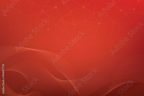 Social Network Communication Banner On Red Background. Vector Illustration Of Global Data Network Connection Concept