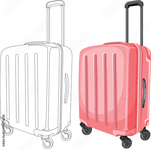 Modern Rolling Luggage Illustration