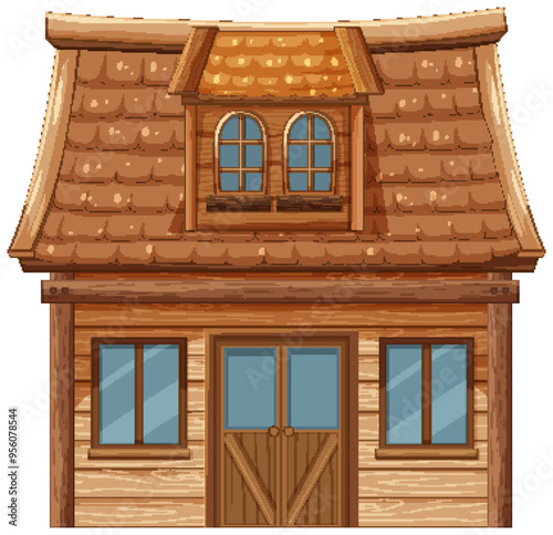 Charming Wooden House Illustration