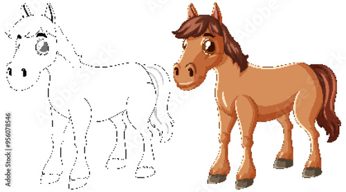 Cute Cartoon Horse Illustration
