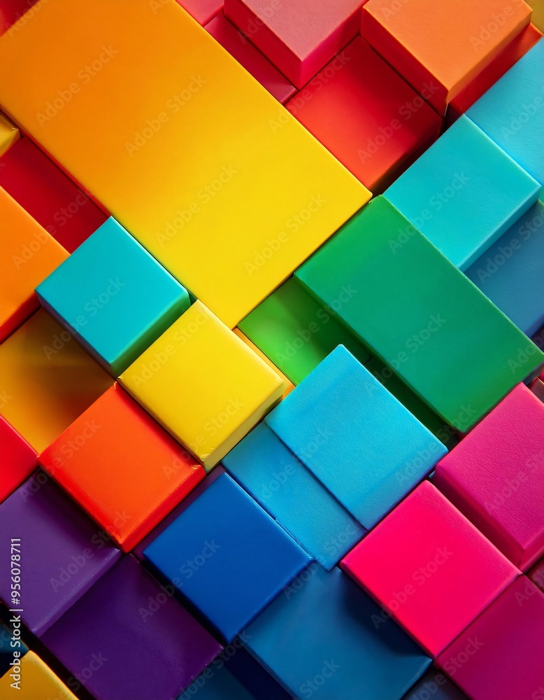 Energetic 3d depiction of vibrant cubes forming a lively and engaging arrangement Energetic 3d depiction of vibrant cubes forming a lively and engaging arrangement