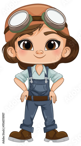 Confident Girl in Overalls