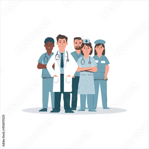 Doctor and Nurse vector set white background isolated a high.