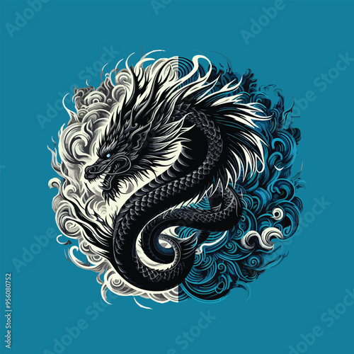 an illustration design that seamlessly combines the ferocity of a dragon with mystical allure 29