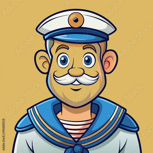 sailor capitan cartoon vector illustration