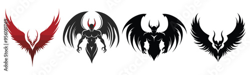 Set of Devil Silhouette Vector Illustration white background