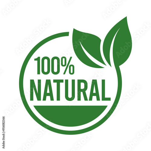 100% Natural Product Label Circle Vector Logo. Healthy Food Badge. Set of eco friendly icons. Ecologic food stamps.