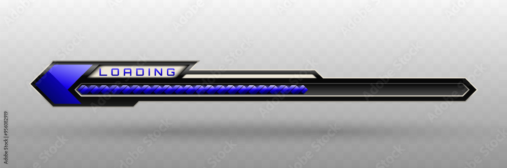 Loading Progress Bar in Metallic Black and Blue with Silver Borders for ...