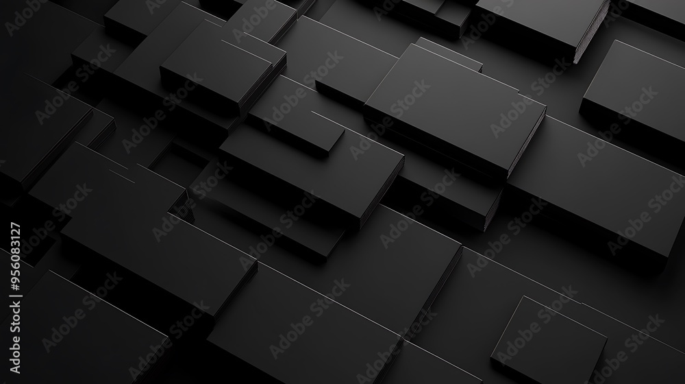 Abstract Black Geometric Background with 3D Structure