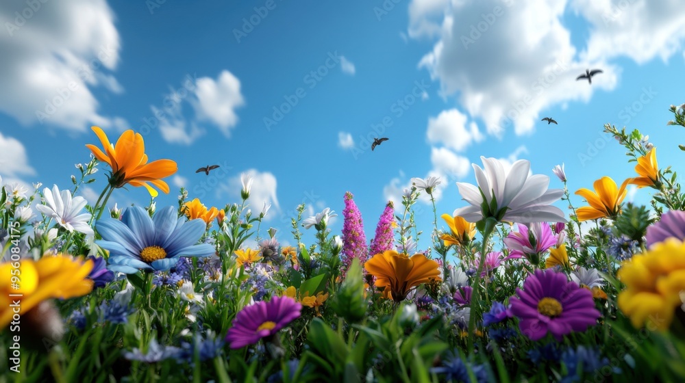 Colorful Wildflowers Blooming in a Summer Meadow Colorful Wildflowers Blooming in a Summer Meadow