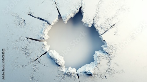 The impact of a break in a solid wall, leaving a central hole with clear space, ready for customizable content.