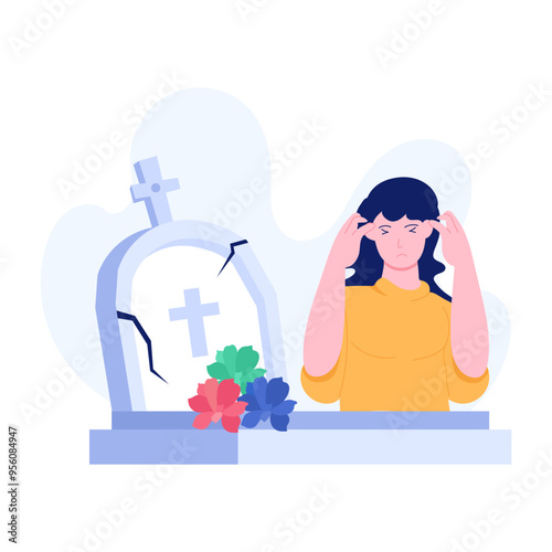 Character based flat illustration of mourning loss 