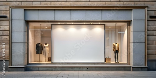 Empty storefront window display mockup with mannequins. perfect for showcasing your products or designs.