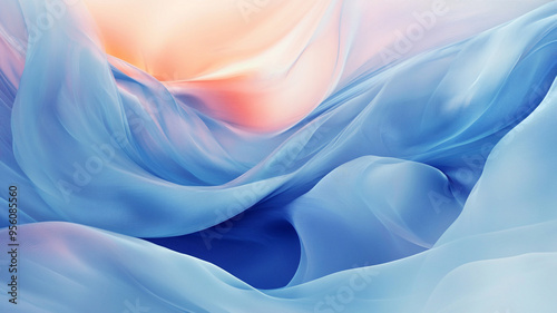 Soft flowing fabric abstract illustration in pastel colors with gentle gradients and curves