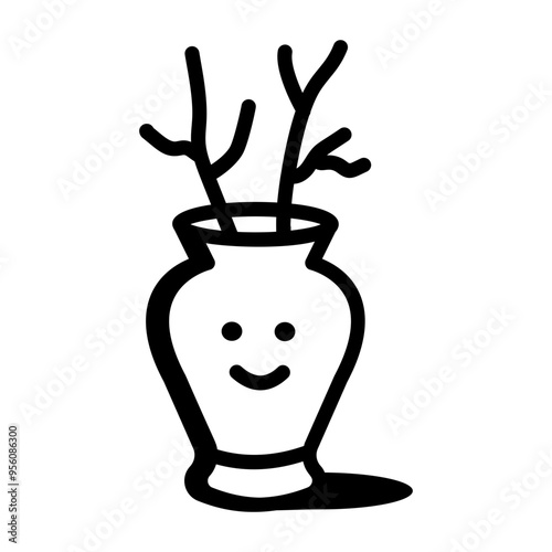 A drawing style icon of twig vase 