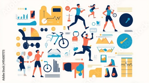 A creative infographic about the benefits of exercise, featuring illustrations of various physical activities and their impact on health.