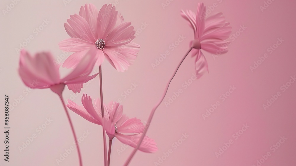 Stunning Pink Flowers with Minimalist Style Background: A Delicate and Elegant Visual. Showcasing Softness and Charm Stunning Pink Flowers with Minimalist Style Background: A Delicate and Elegant Visual. Showcasing Softness and Charm