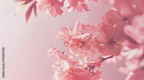 Stunning Pink Flowers with Minimalist Style Background: A Delicate and Elegant Visual. Showcasing Softness and Charm