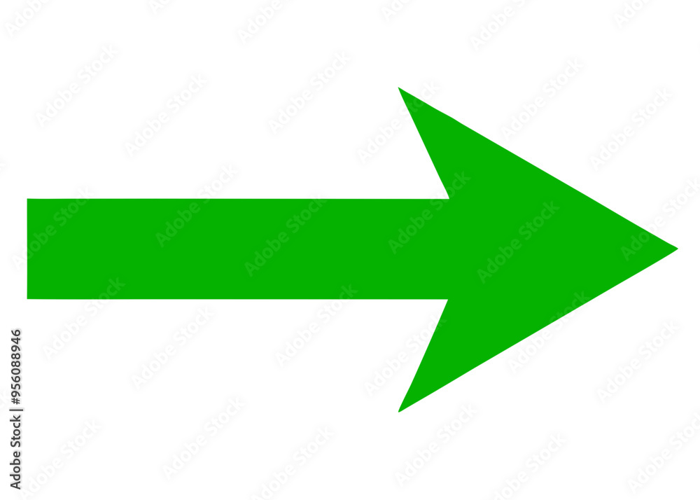 A bold, green right arrow pointing to the right against a plain white background
