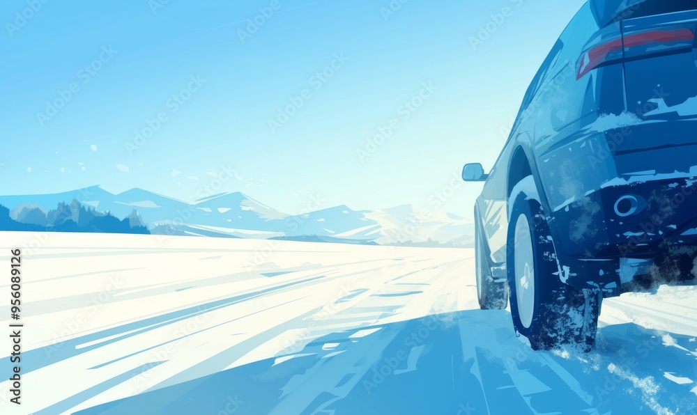 Winter Adventure: Anime-Style SUV on Snowy Highway. Creative Illustration for Automotive Marketing, Travel Concept, and Seasonal Promotions. Versatile Design for Home Decor, NFT Art, and Apparel. AI-G Winter Adventure: Anime-Style SUV on Snowy Highway. Creative Illustration for Automotive Marketing, Travel Concept, and Seasonal Promotions. Versatile Design for Home Decor, NFT Art, and Apparel. AI-G